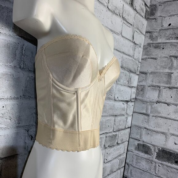 Vintage Bustier Corset Union Made Satin Lace Low Back Boned Underwire New - Picture 4 of 12
